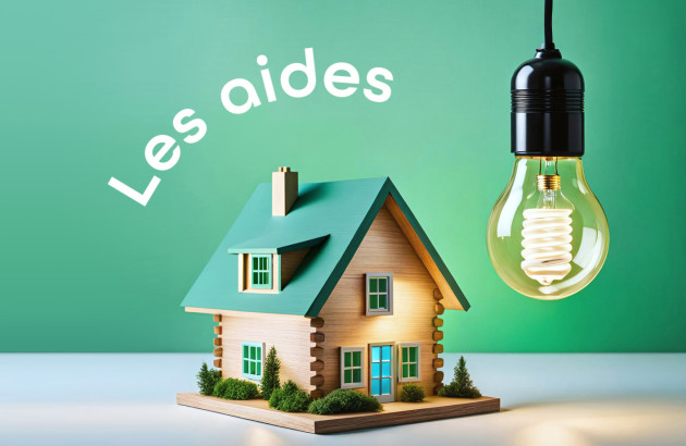 Maisonette en bois représentant des aides financières avec une lampe