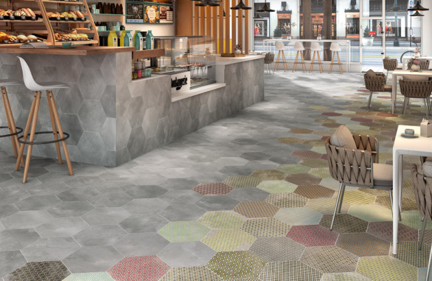 Carrelage hexagonal effet patchwork