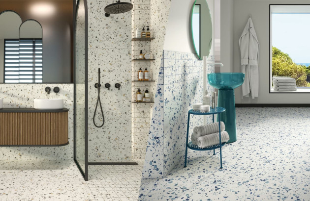 Carrelage terrazzo faïence Flakes de Barwolf