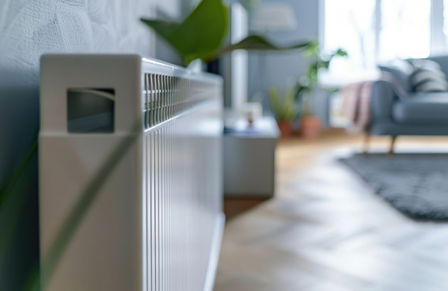 Vue rapprochée d'un radiateur installé dans un salon