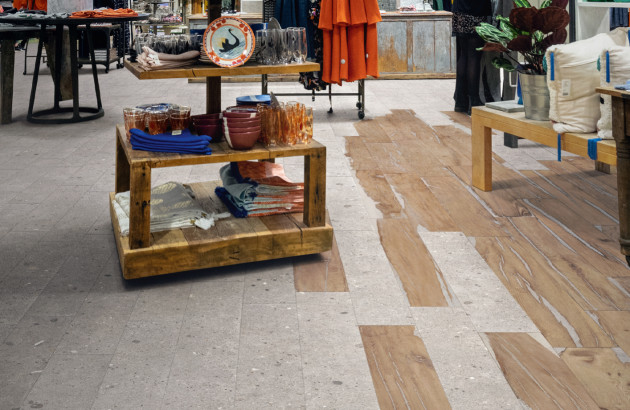 Carrelage dans un magasin, ambiance vintage