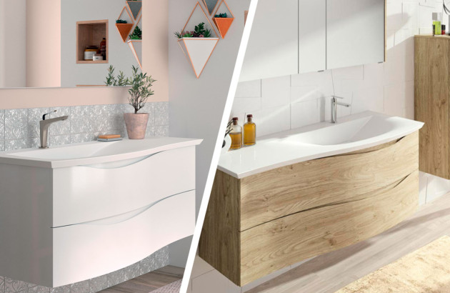 Comparaison entre un meuble sous vasque blanc et en bois