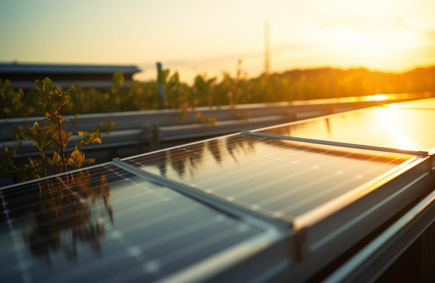 Panneaux solaires exposés aux rayons de soleil