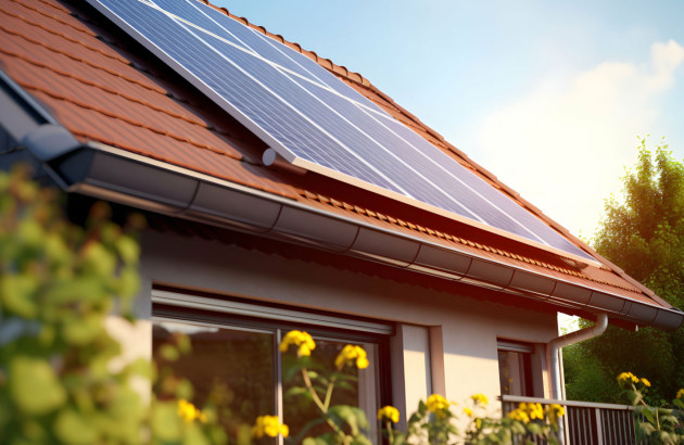Panneaux solaires exposés au soleil sur le toit d'une maison