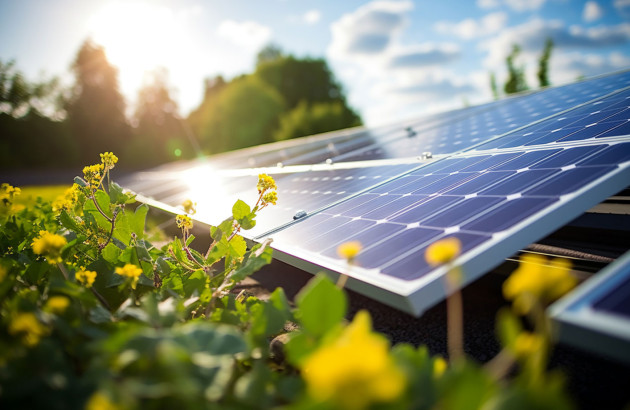 Panneaux solaires installés sur le sol