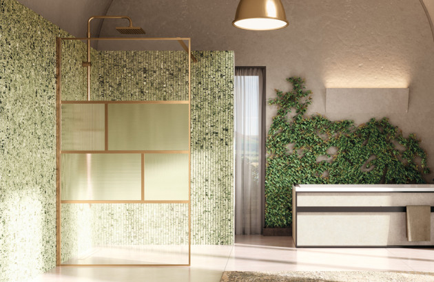 Salle de bains moderne avec mosaïque verte