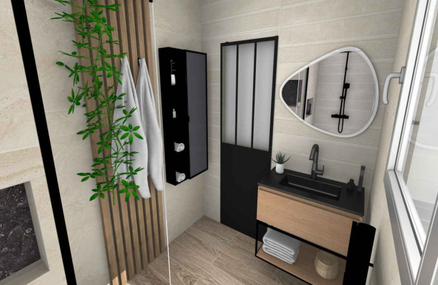 Les plans 3D de la salle de bains d'Éric