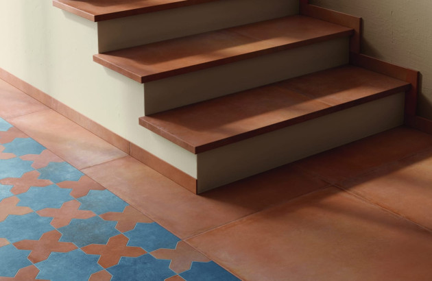 Carrelage terracotta sol et escalier