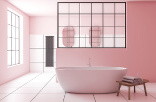 Peinture salle de bain et baignoire couleur violet