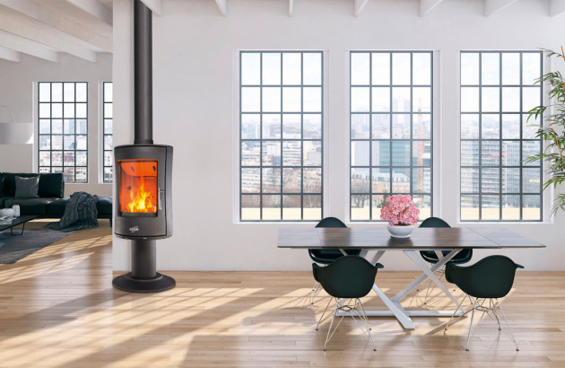 Support bois de chauffage minimal de design d'intérieur moderne en acier