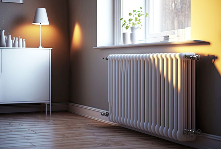 Radiateur en fonte dans une pièce de maison