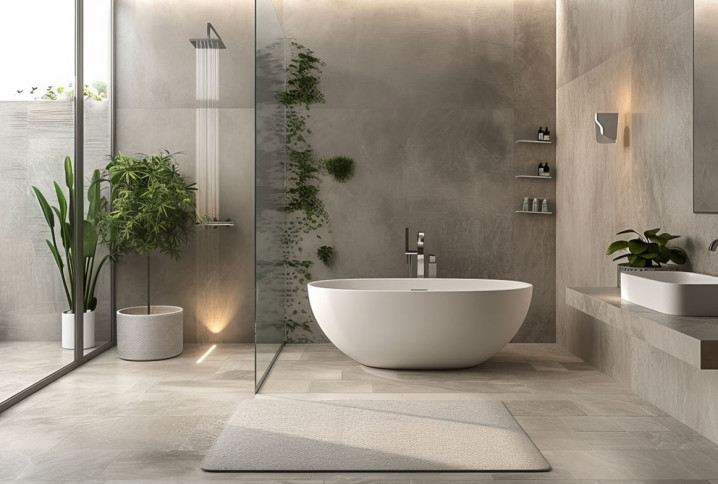 Salle de bains grise design