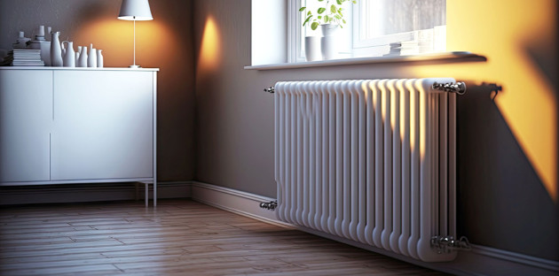 Radiateur en fonte dans une pièce de maison