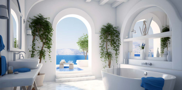 Salle de bain dans une maison Grecque