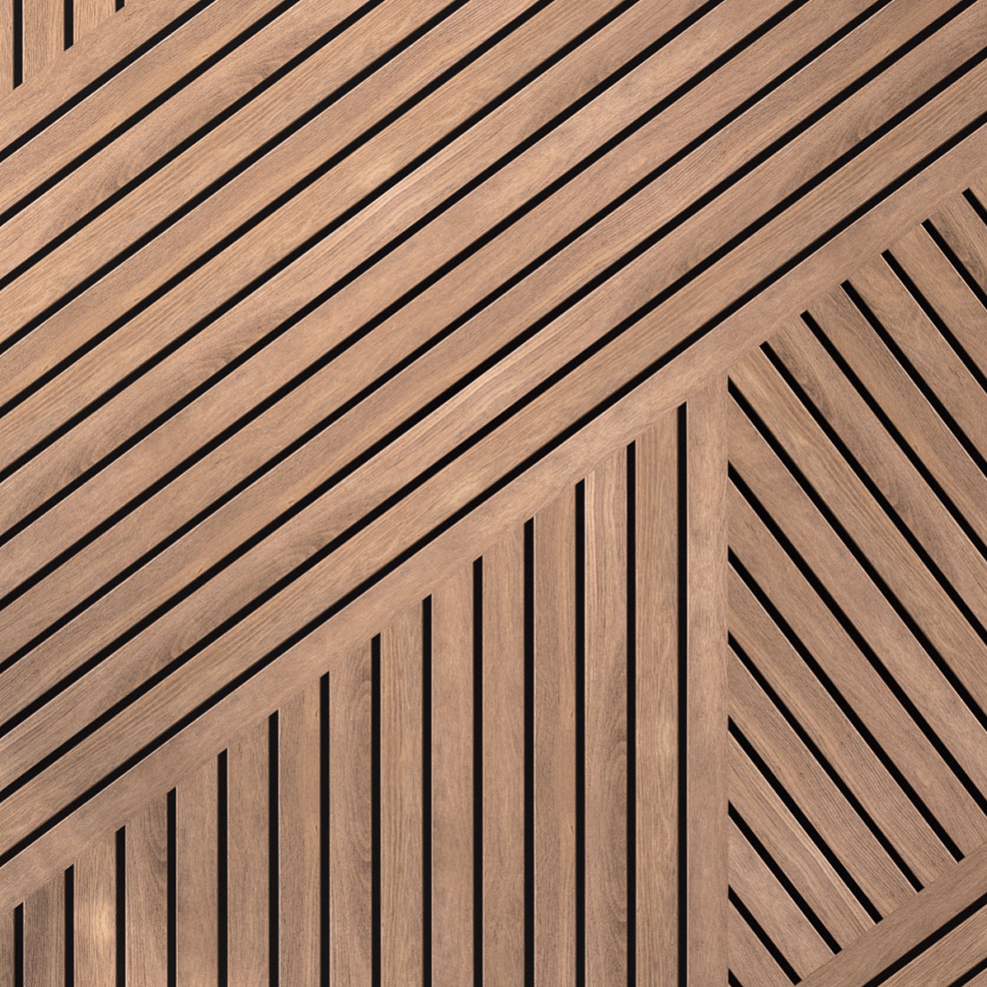 bois motif géométrique dynamique panneau muraux kinewall design de kinedo