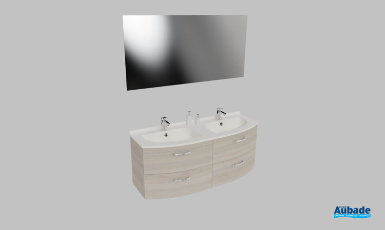 Meuble de salle de bains Elio d'Ambiance Bain, largeur 140 cm, coloris cedre