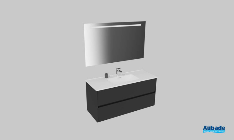 Meuble de salle de bains Elyps 2 d'Ambiance Bain, largeur 121 cm, coloris noir mat