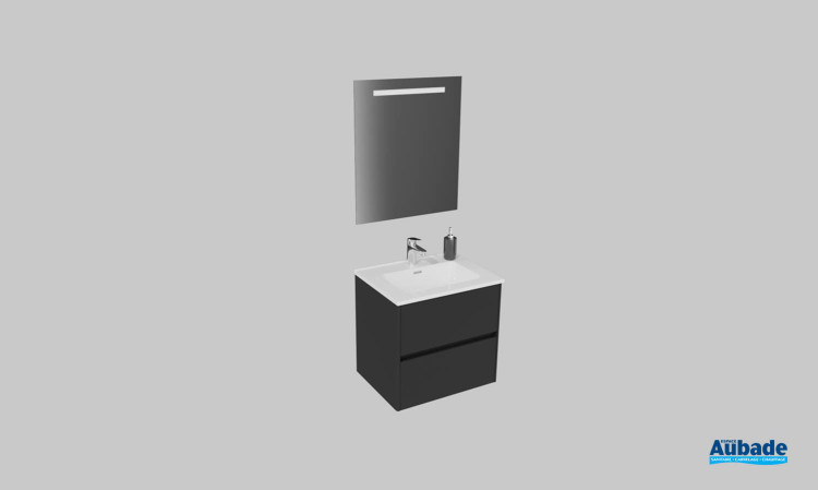 Meuble de salle de bains Elyps 2 d'Ambiance Bain, largeur 60 cm, coloris noir mat