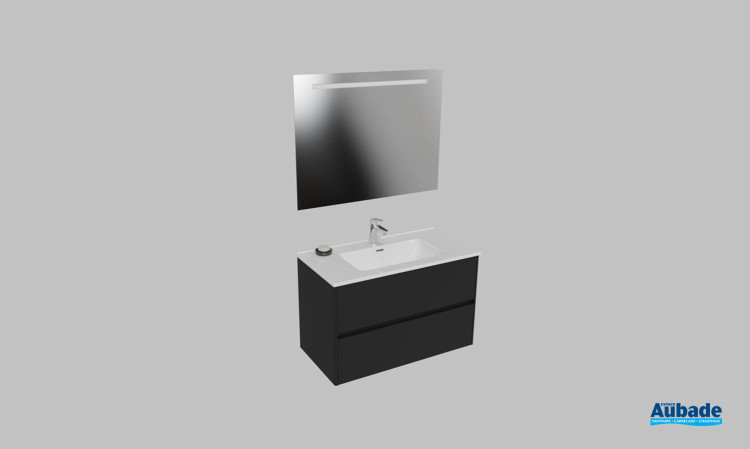 Meuble de salle de bains Elyps 2 d'Ambiance Bain, largeur 90 cm, coloris noir mat