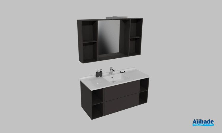 Meuble de salle de bains Open d'Ambiance Bain, largeur 120 cm, coloris noir mat