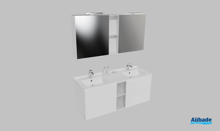 Meuble de salle de bains Open d'Ambiance Bain, largeur 140 cm, coloris blanc brillant
