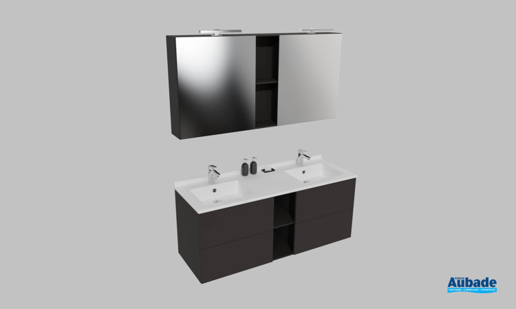 Meuble de salle de bains Open d'Ambiance Bain, largeur 140 cm, coloris noir mat