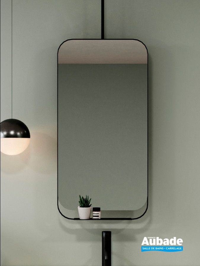 Miroir avec cadre Noir et étagère d'Ambiance Bain