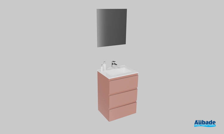 Meuble de salle de bains Impact 2 de Sanijura, largeur 60 cm, coloris bois de rose brillant