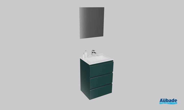 Meuble de salle de bains Impact 2 de Sanijura, largeur 60 cm, coloris vert forêt brillant