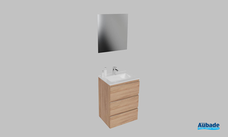 Meuble de salle de bains Impact 2 de Sanijura, largeur 60 cm, coloris chêne hickory