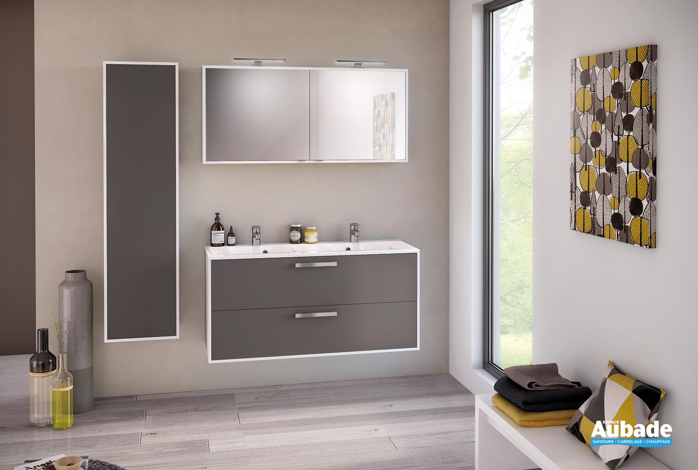 Meubles salle de bains Ultra Cadra 120 moka Delpha Espace Aubade