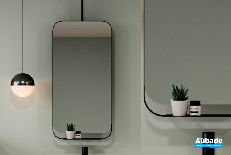 Miroir avec cadre Noir et étagère d'Ambiance Bain