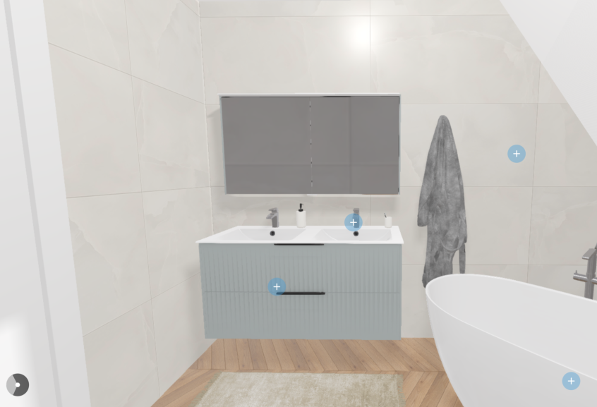 Meuble de salle de bains Addict de Burgbad, coloris bleu azur en L 120 cm