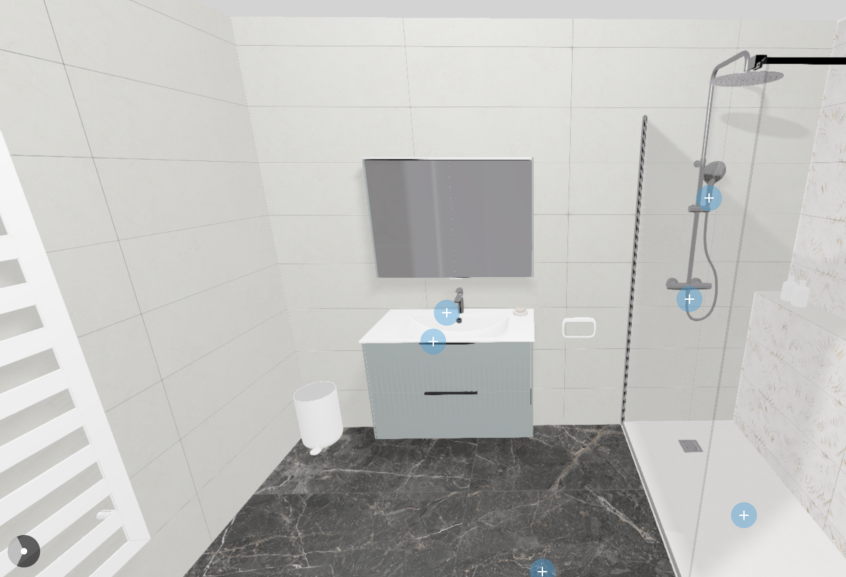 Meuble de salle de bains Addict de Burgbad, coloris bleu azur en L 90 cm