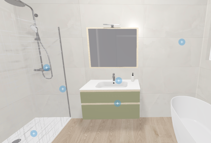 Meuble de salle de bains Bella Vista de Decotec, largeur 100 cm et coloris fougère mat