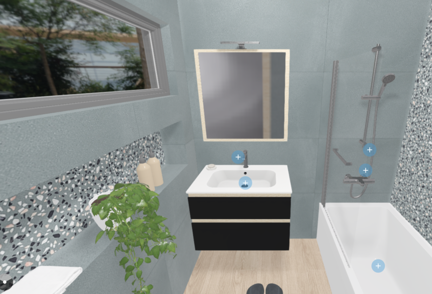 Meuble de salle de bains Bella Vista de Decotec, largeur 80 cm et coloris noir mat