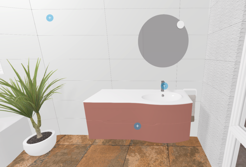 Meuble de salle de bains Eloge de Decotec, largeur 130 cm, coloris terracotta