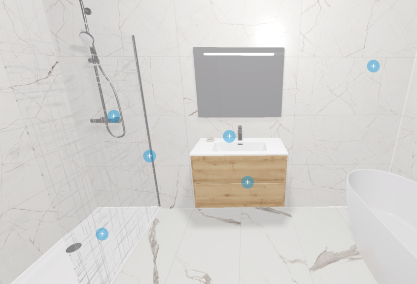 Meuble de salle de bains Elyps 2 de d'Ambiance Bain, largeur L 90 cm et coloris chêne blond