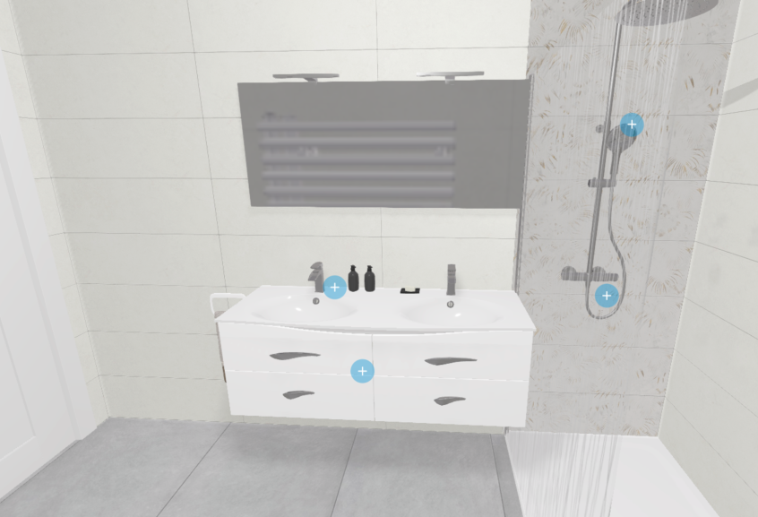 Meuble de salle de bains Flore de Decotec, largeur 140 cm, coloris blanc