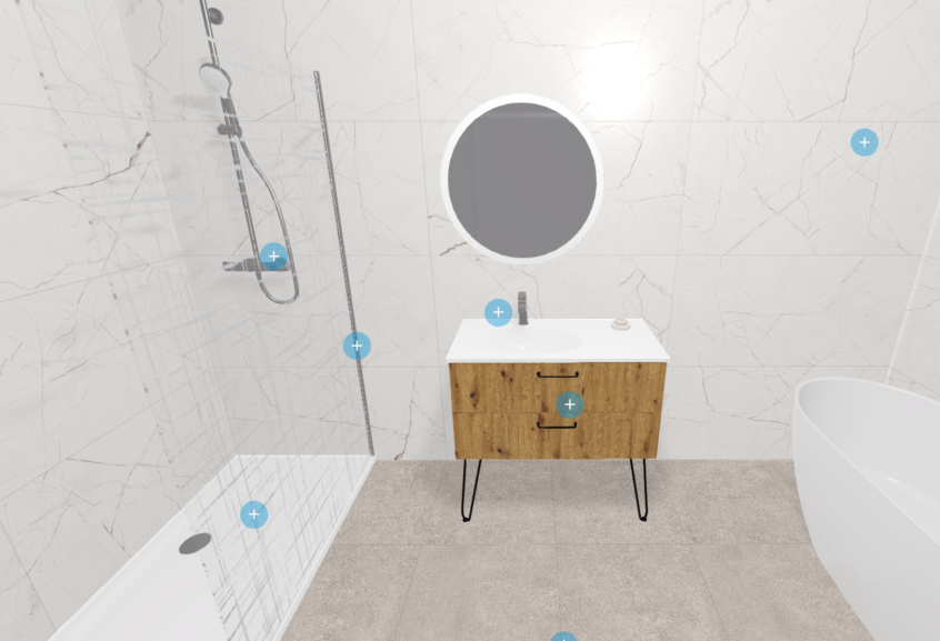 Meuble de salle de bains Précision 2 de Burgbad, largeur 90 cm et coloris chêne décor naturel