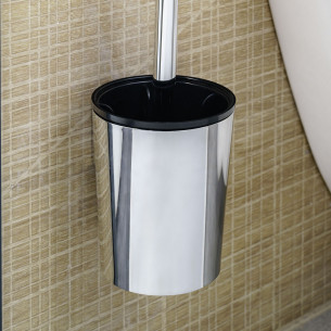 Brosse Toilettes WC Suspendu Noir avec Support de Brosse Balai