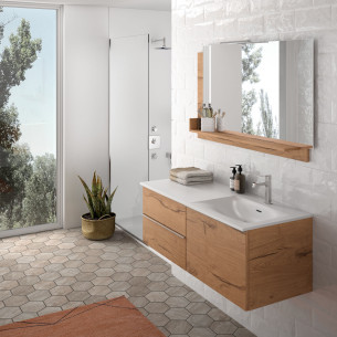 Meuble salle de bains Chiara de Cedam avec grand tiroir finition chêne veiné milano