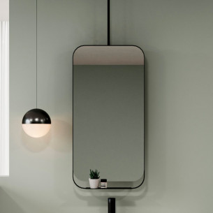 Miroir avec cadre Noir et étagère d'Ambiance Bain