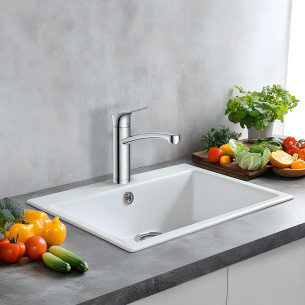 Robinet cuisine Logis M31, installation devant fenêtre, chrome Hansgrohe